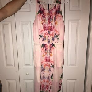 Floral pink full length dress